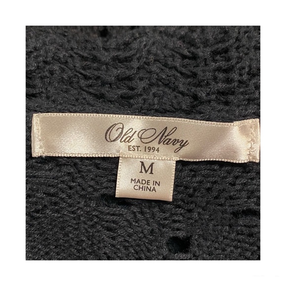 Y2K EST 1994 Old Navy Black Crochet Cover Up Dress V-Neck Size Medium - Picture 8 of 8